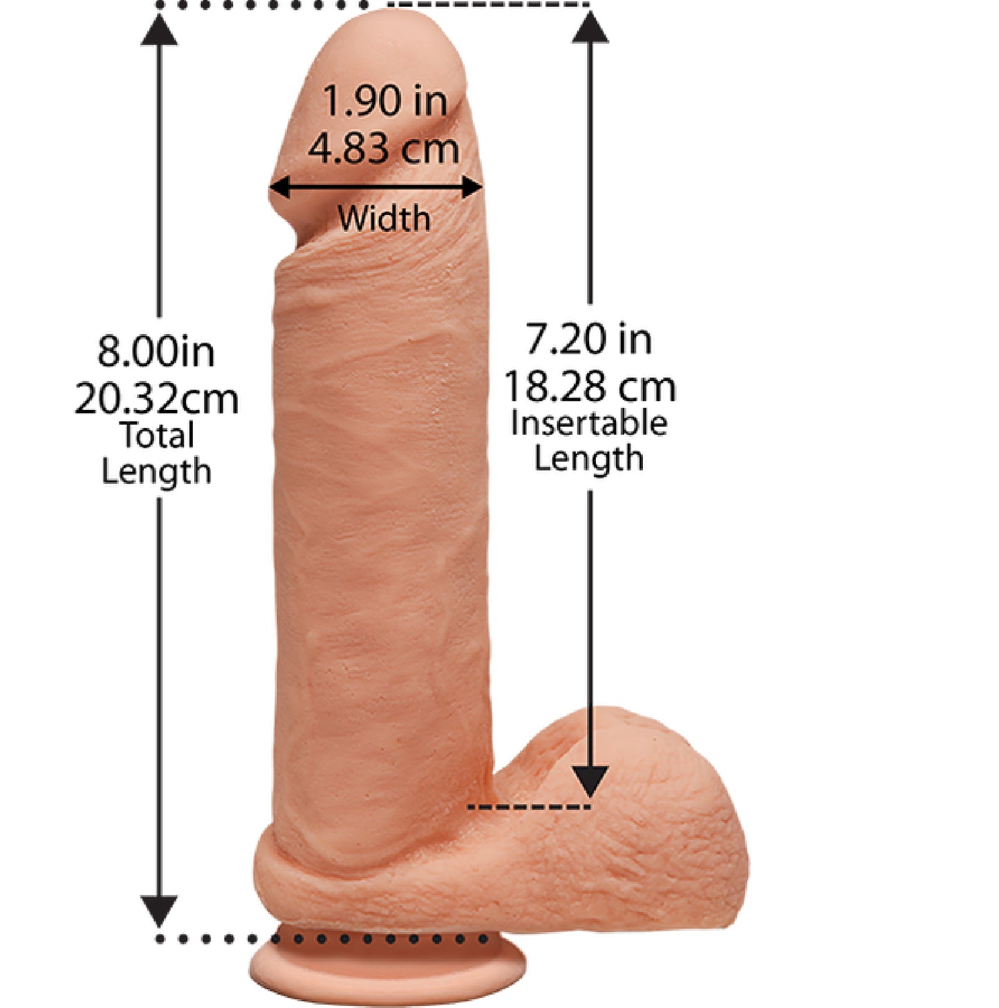 The D Ultraskyn Perfect D 8" Dong with Suction Cup(Vanilla) - Club X