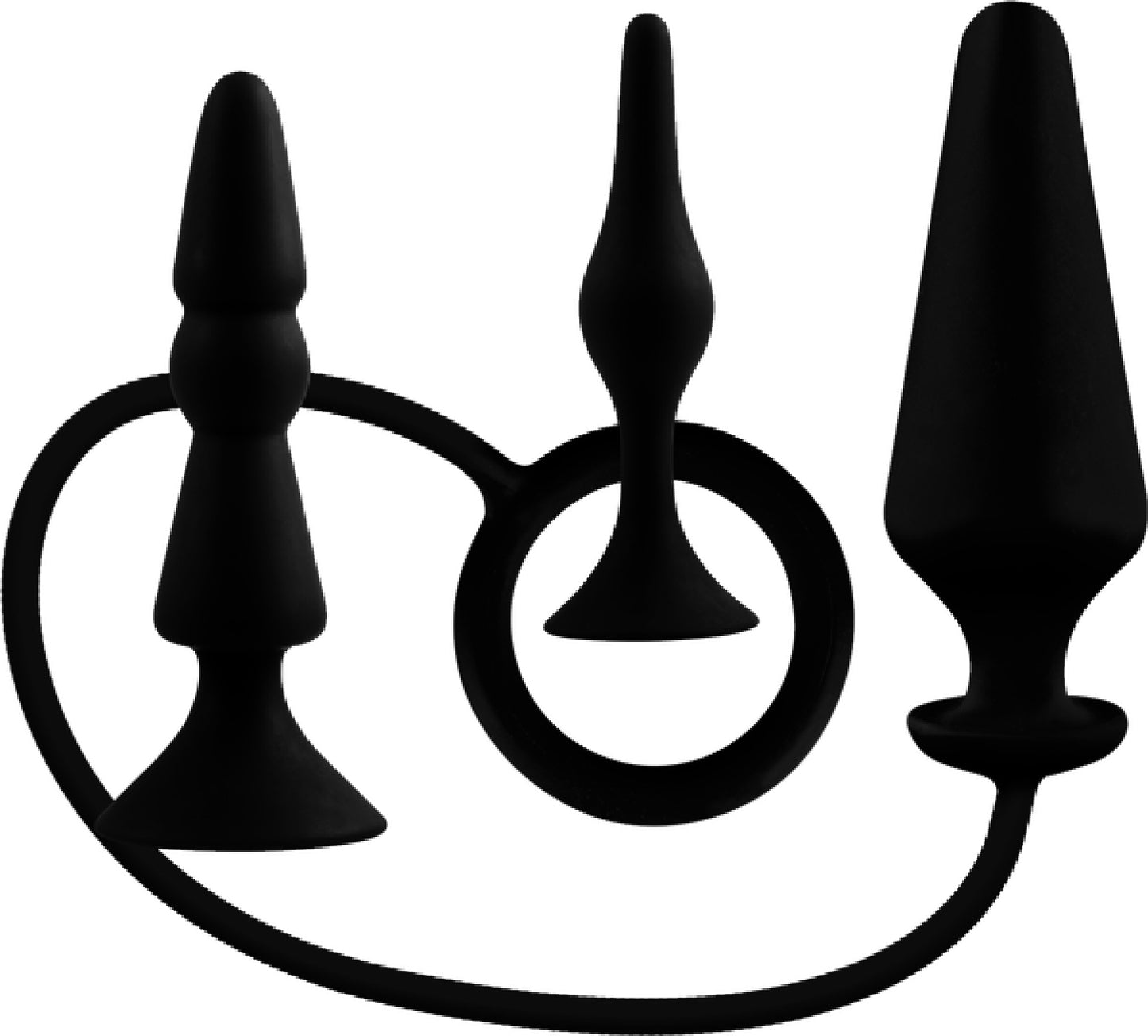 Back Up Silicone Butt Plug Kit Set (Black)  - Club X