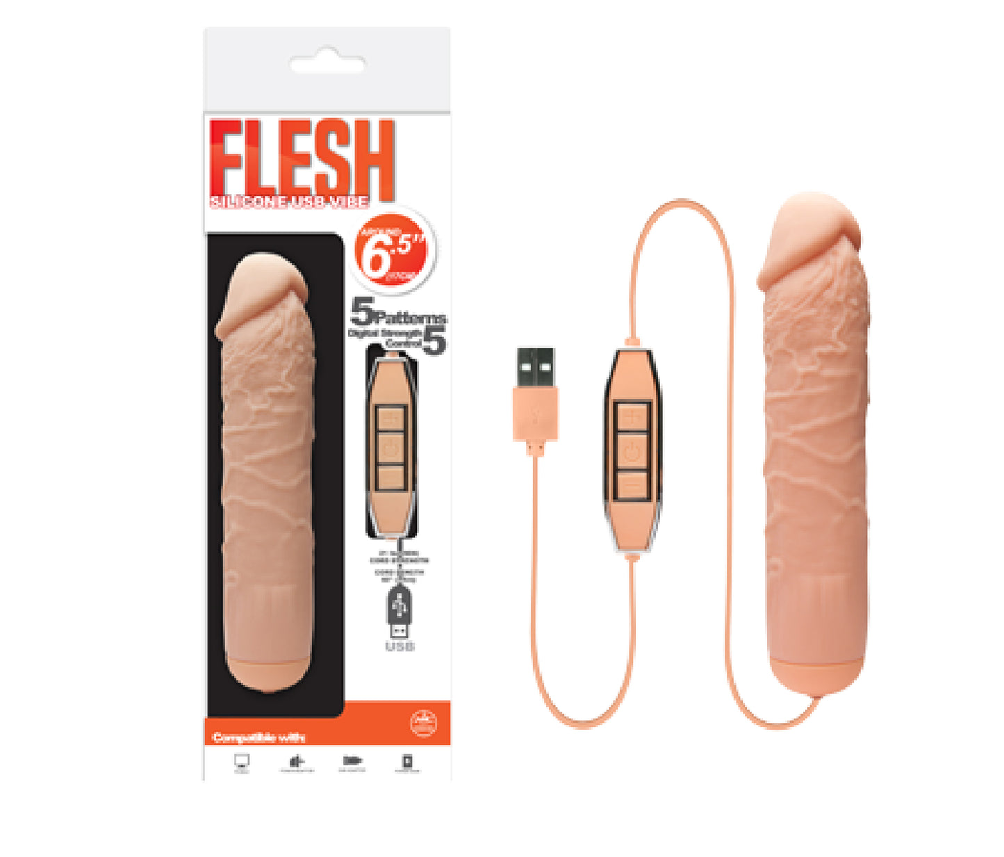 Flesh Silicone USB Vibe - Club X