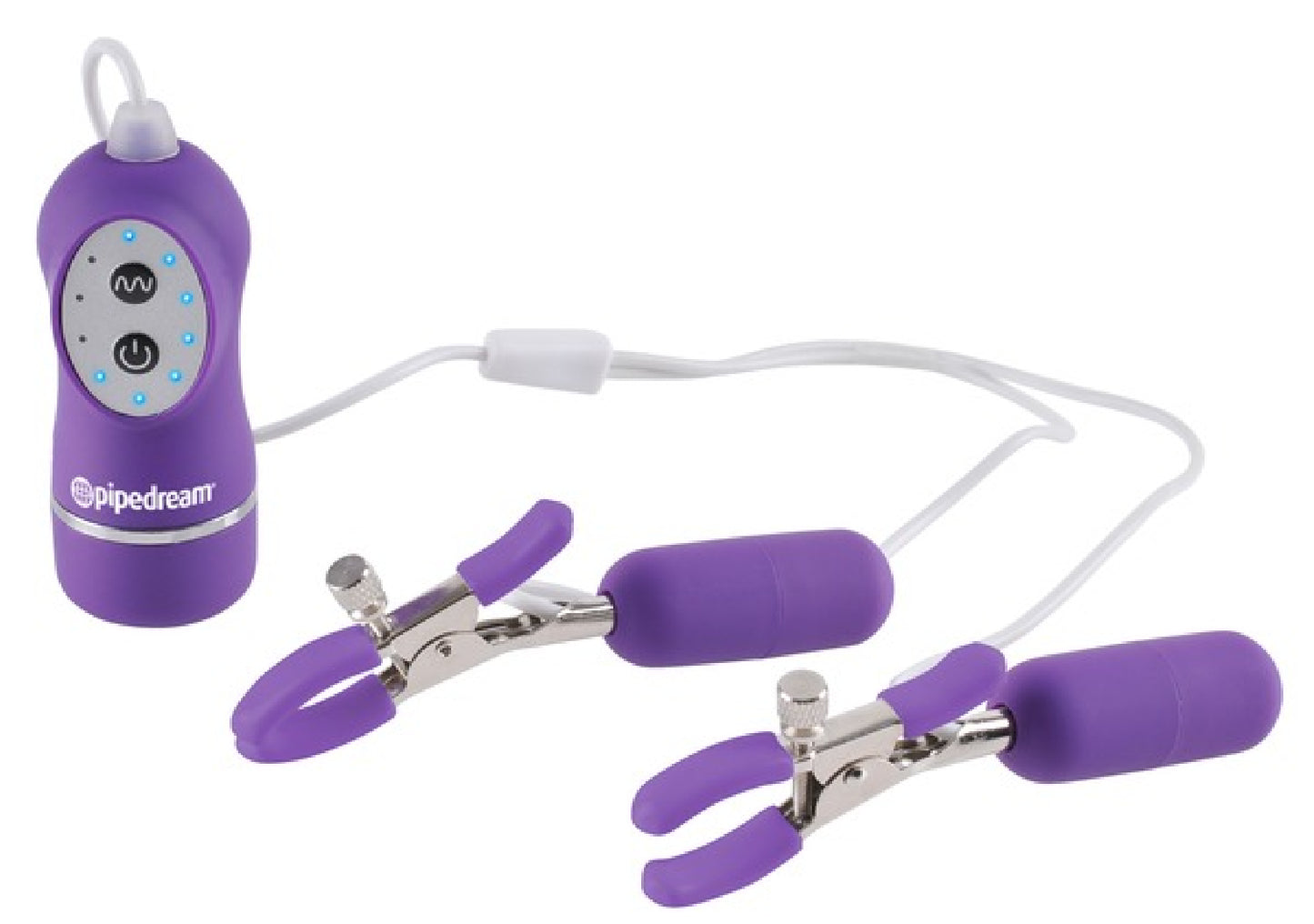 10 Function Vibrating Nipple Clamps (Purple)  - Club X
