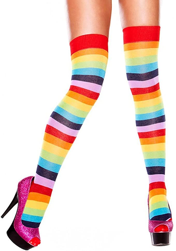 Hustler Lingerie Thigh High Rainbow Socks  - Club X