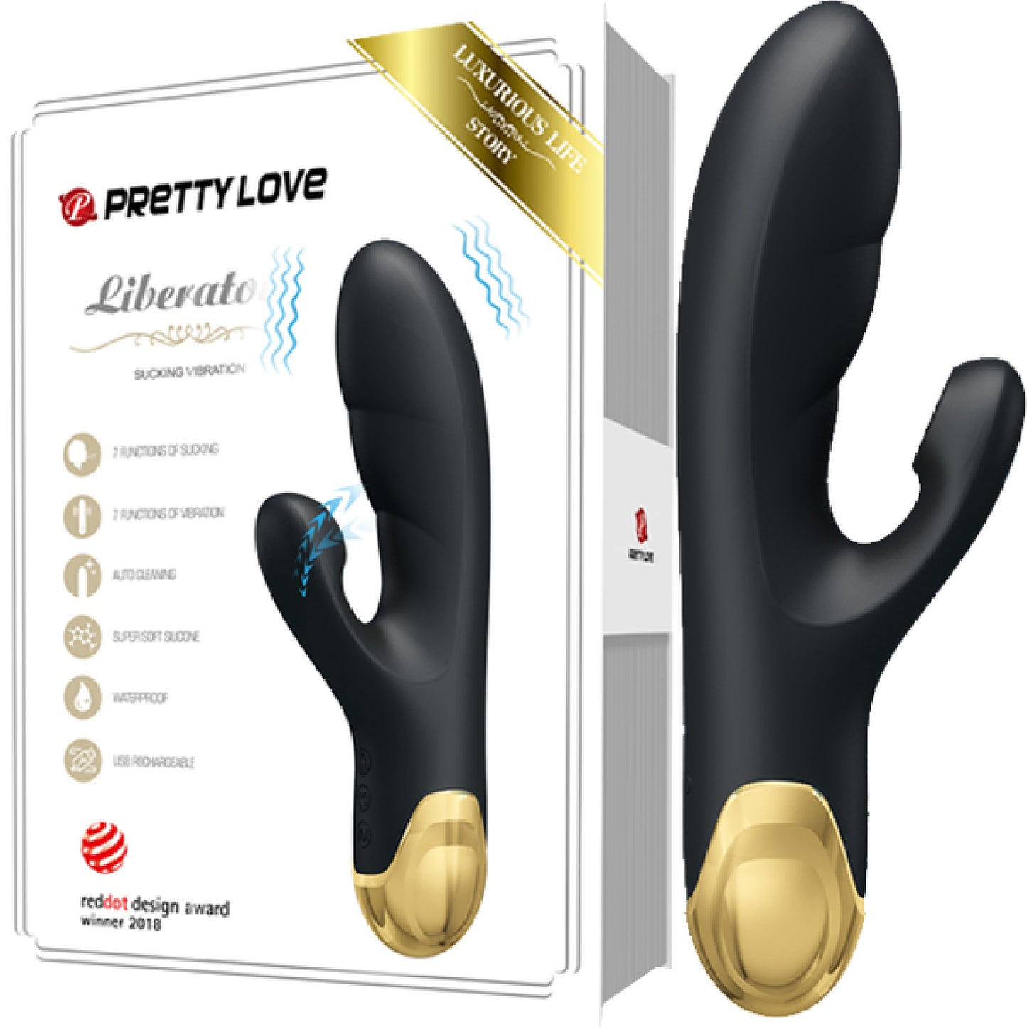 Pretty Love Naughty Play Clitoral Suction and Gspot Rechargeable Vibrator (Black) Default Title - Club X
