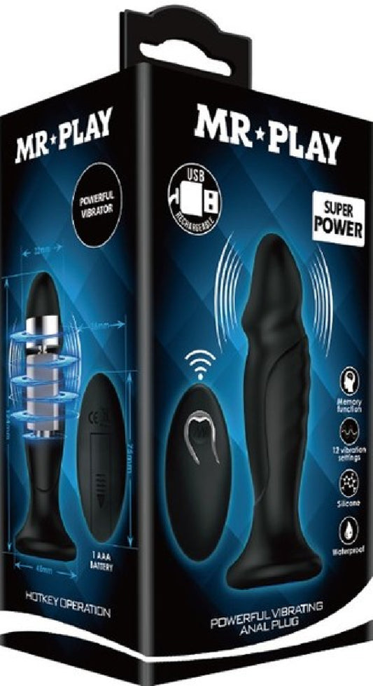 Mr Play Powerful Vibrating Anal Plug (Black) Default Title - Club X