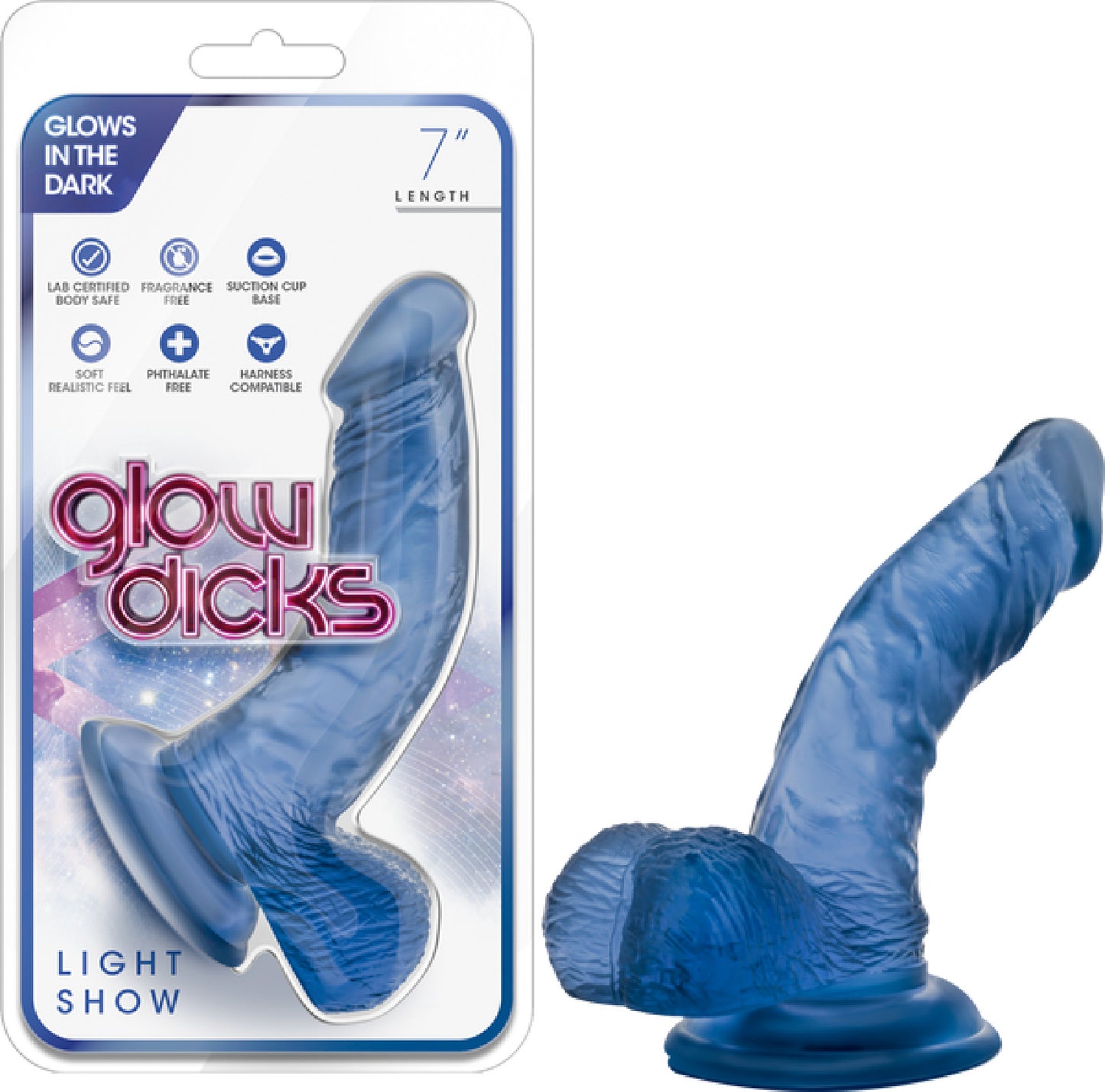 Light Show Glow G-spot P-spot Stimulator Real Feel Dong with Suction Cup Default Title - Club X