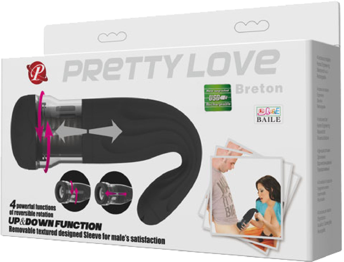 Pretty Love Rechargeable Breton Masturbator (Black) Default Title - Club X