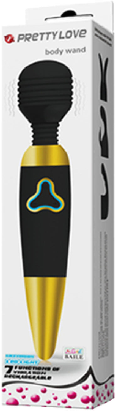 Pretty Love Power Wand 7 Function Rechargeable Wand Black & Gold - Club X