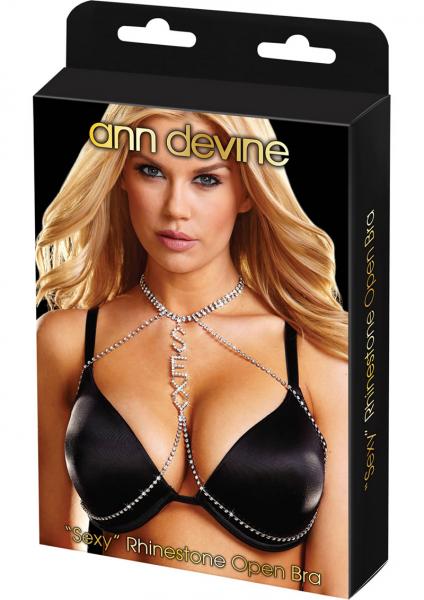 ann devine "Sexy" Rhinestone Open Bra - Club X