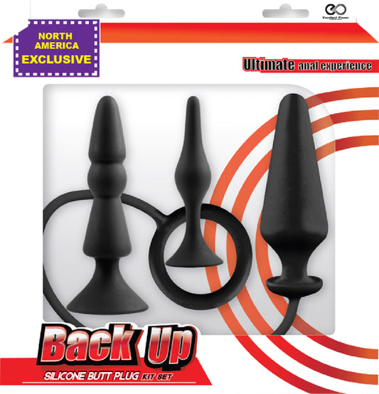 Back Up Silicone Butt Plug Kit Set (Black) Default Title - Club X