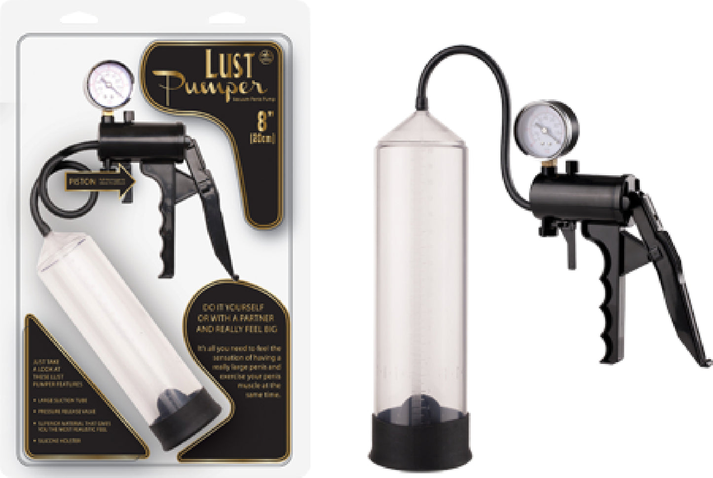 Lust Pumper 8" Pump W/ Gauge Clear - Club X