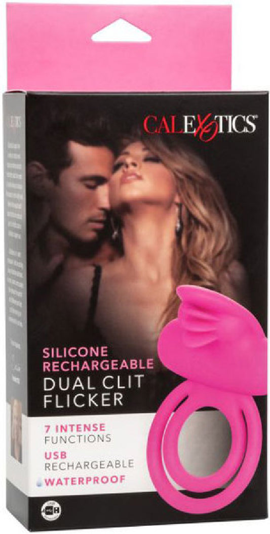 Silicone Rechargeable Dual Clit Flicker (Pink) Default Title - Club X
