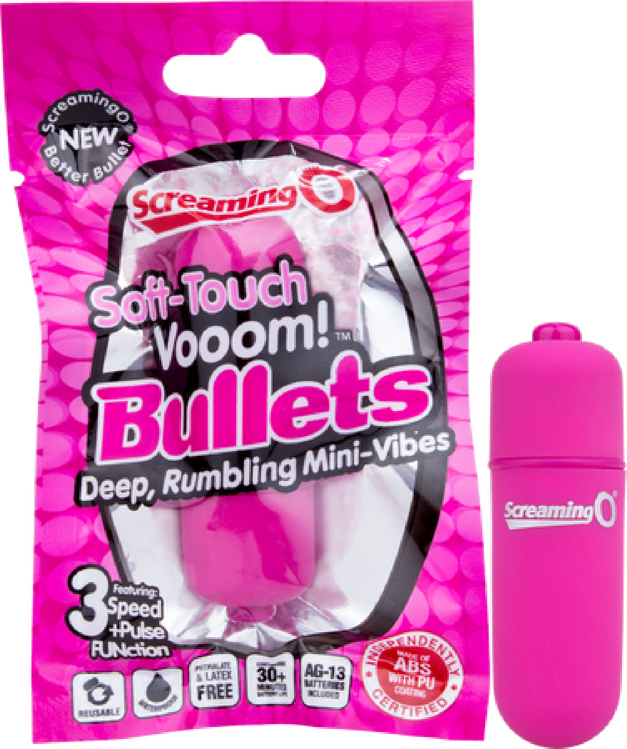 Vooom Bullet Soft-Touch Deep Rumbling Mini Vibes Vibrator Pink - Club X