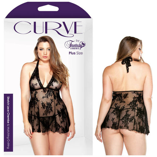 Curve Claudia Stretch Lace Chemise And Matching G-String Default Title - Club X