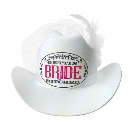 Gettin' Hitched Bride Cowboy Hat With Veil  - Club X