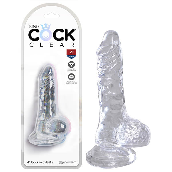 King Cock Clear 4'' Cock with Balls - Club X