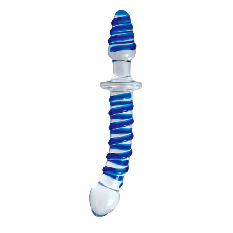 Adam & Eve Twisted Love Glass Dildo - Clear/Blue 24 cm (9.5'') Double Ended Glass Dong Adam & Eve