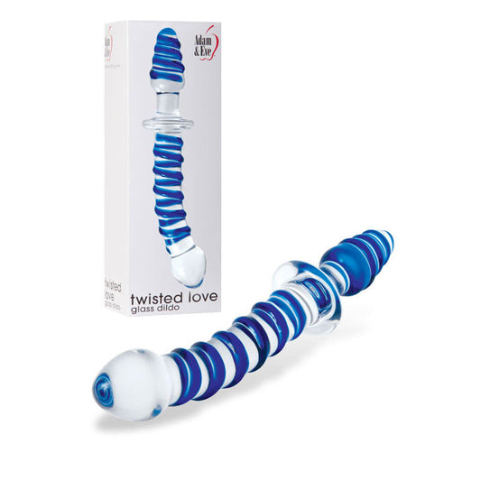 Adam & Eve Twisted Love Glass Dildo - Clear/Blue 24 cm (9.5'') Double Ended Glass Dong Adam & Eve
