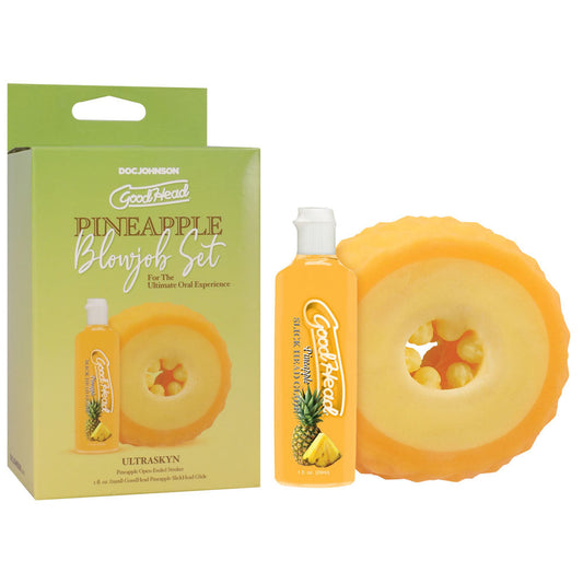 GoodHead Pineapple Blowjob Set - Pineapple Stroker with Pineapple Flavoured Lubricant 30 ml Bottle Doc Johnson