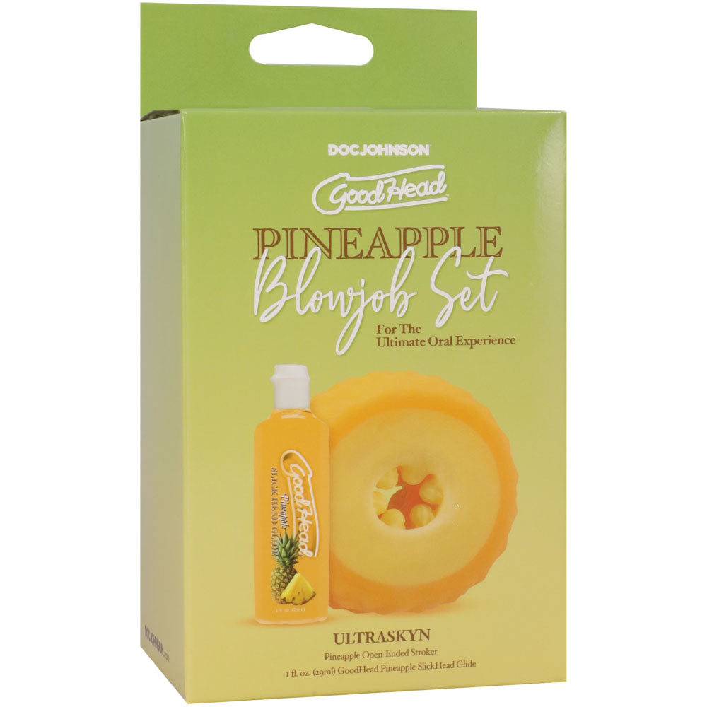 GoodHead Pineapple Blowjob Set - Pineapple Stroker with Pineapple Flavoured Lubricant 30 ml Bottle Doc Johnson