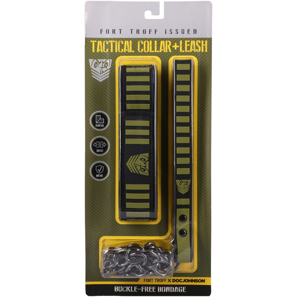 Fort Troff - Tactical Collar & Leash - Black/Green Restraint Doc Johnson