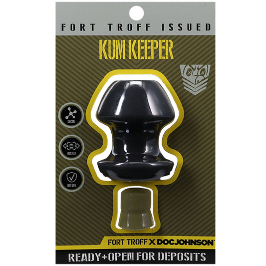Fort Troff - Kum Keeper - Medium - Black Medium Hollow Butt Plug with Removeable Stopper Black - Club X