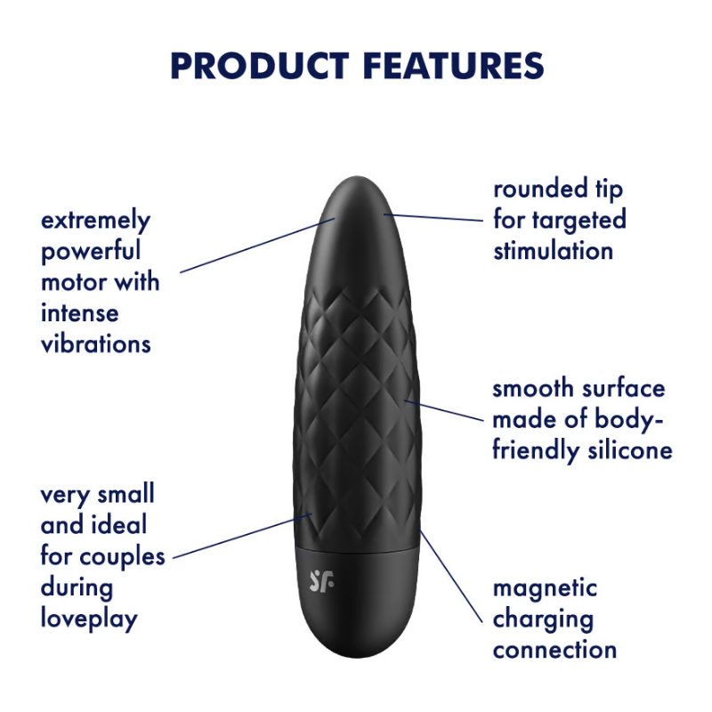 Satisfyer Ultra Power Bullet 5 Powerful Vibrator - Black  - Club X