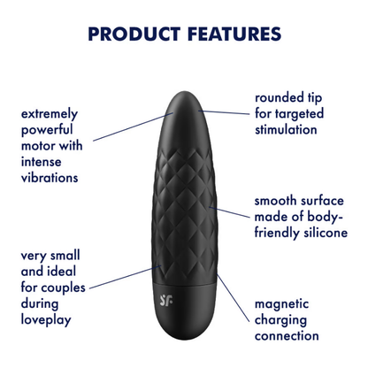 Satisfyer Ultra Power Bullet 5 Powerful Vibrator - Black  - Club X