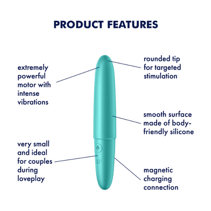 Satisfyer Ultra Power Bullet 6 Vibrator - Turquoise  - Club X