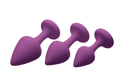 Purple Pleasures 3 Piece Silicone Anal Plugs Default Title - Club X