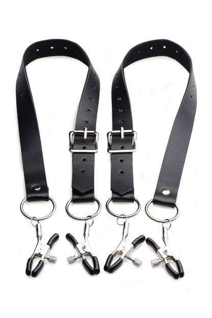 Labia Spreader Straps with Clamps Black - Club X