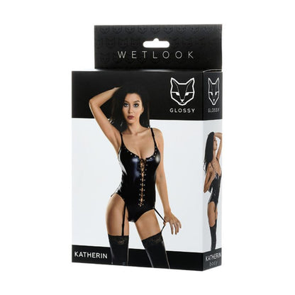 Glossy Wetlook Lace Up Bodysuit Katherin Glossy