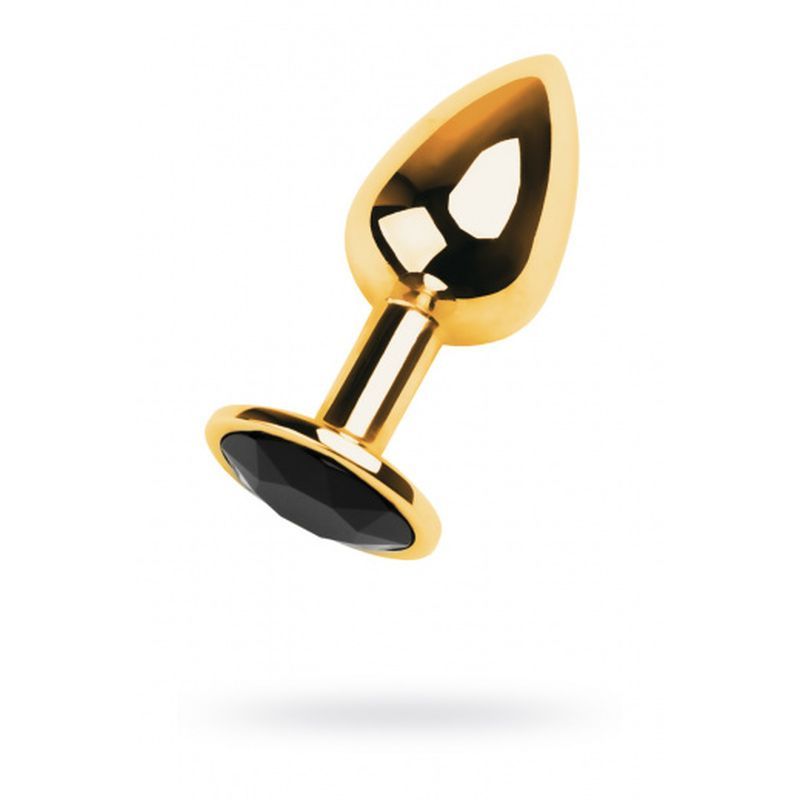 Gold Metal Anal Plug w Black Tourmaline Gem Small Metal