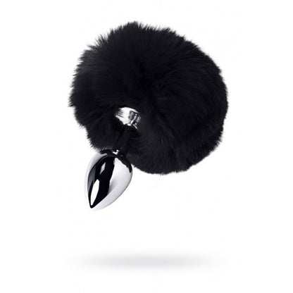 Silver Metal Anal Plug Small w Black Tail Metal