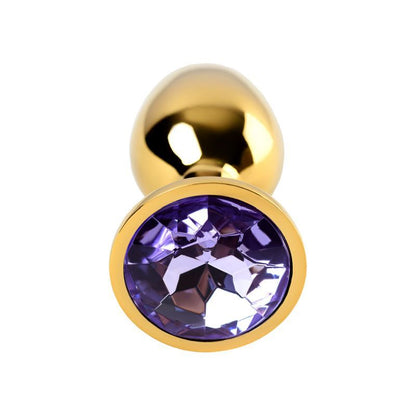 Gold Metal Anal Plug w Amethyst Crystal Small Metal