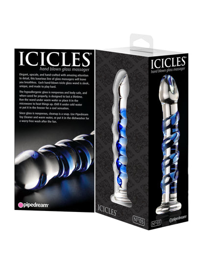 Icicles No. 05 Clear Blue 17.8 cm (7'') Glass Dong Pipedream Products