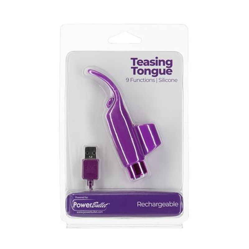 Power Bullet Teasing Tongue w Rechargeable Bullet Purple PowerBullet