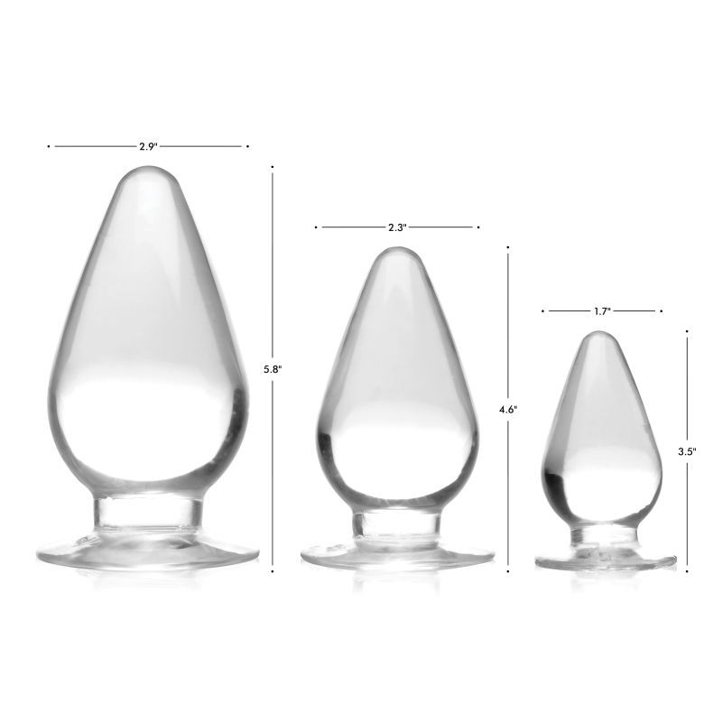 Triple Cones 3 Pc Anal Plug Set Clear Master Series