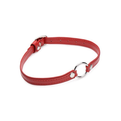 Fiery Pet Leather Choker w Silver Ring Red Master Series
