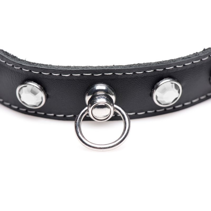 Bling Vixen Leather Choker w Clear Rhinestones Master Series