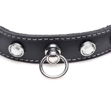 Bling Vixen Leather Choker w Clear Rhinestones Master Series