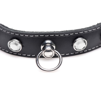 Bling Vixen Leather Choker w Clear Rhinestones Master Series