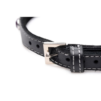 Bling Vixen Leather Choker w Clear Rhinestones Master Series