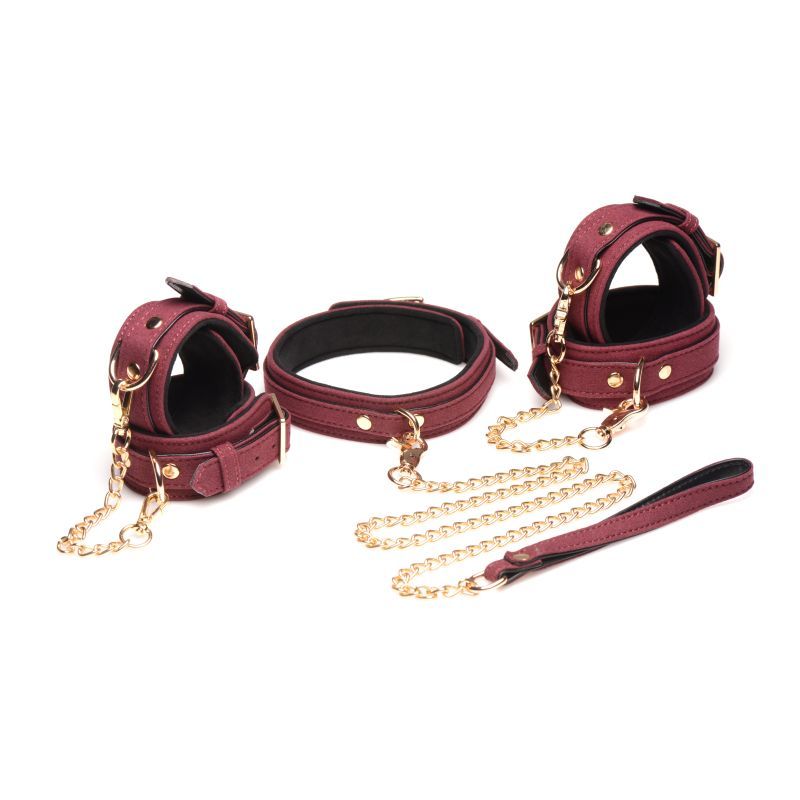 6 Pc Velvet Bondage Set Burgundy Master Series