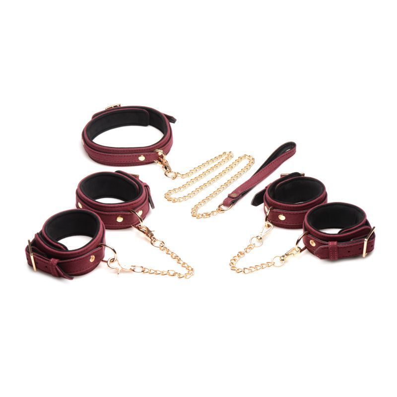 6 Pc Velvet Bondage Set Burgundy Master Series