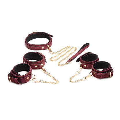 6 Pc Velvet Bondage Set Burgundy Master Series