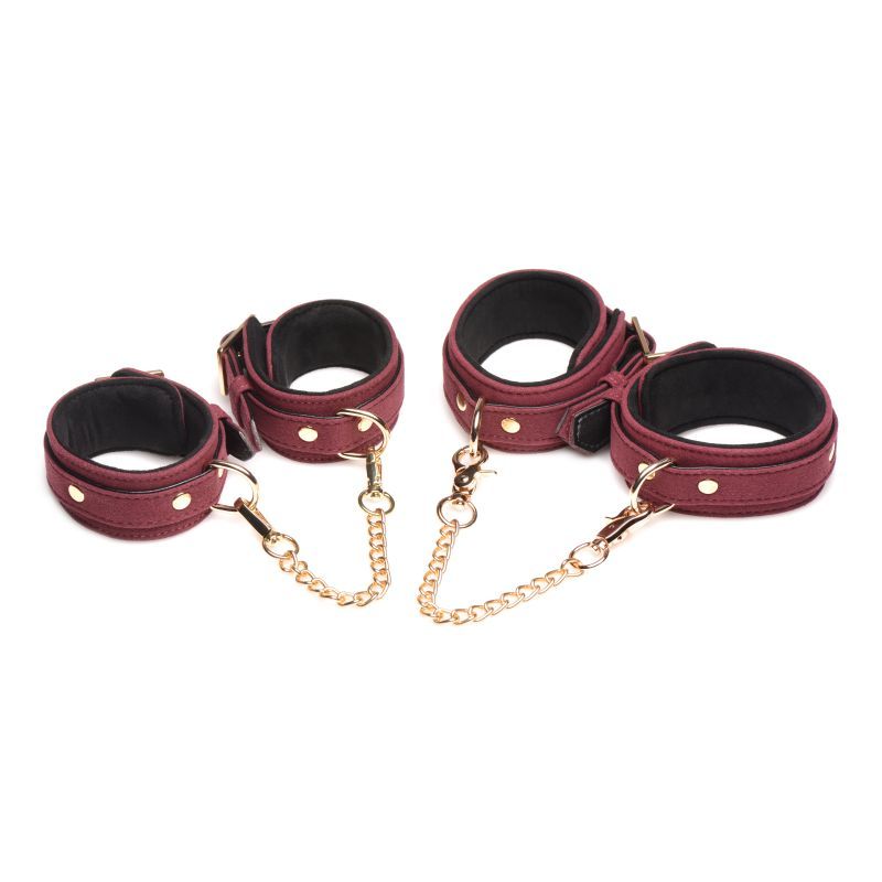 6 Pc Velvet Bondage Set Burgundy Master Series