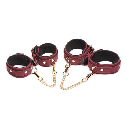 6 Pc Velvet Bondage Set Burgundy Master Series