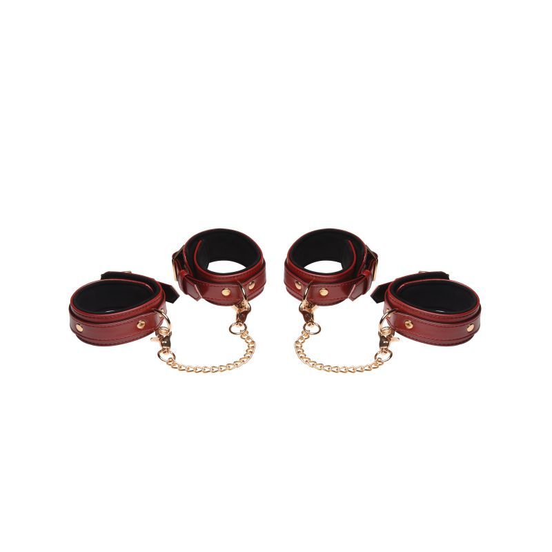 6 Pc PU Leather Bondage Set Burgundy Master Series