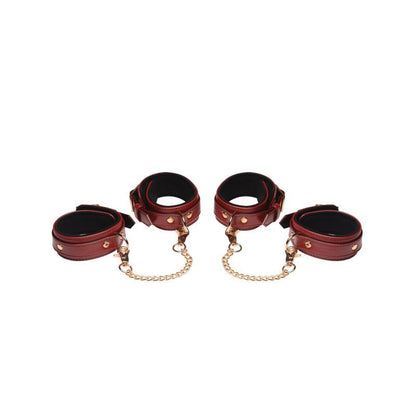 6 Pc PU Leather Bondage Set Burgundy Master Series