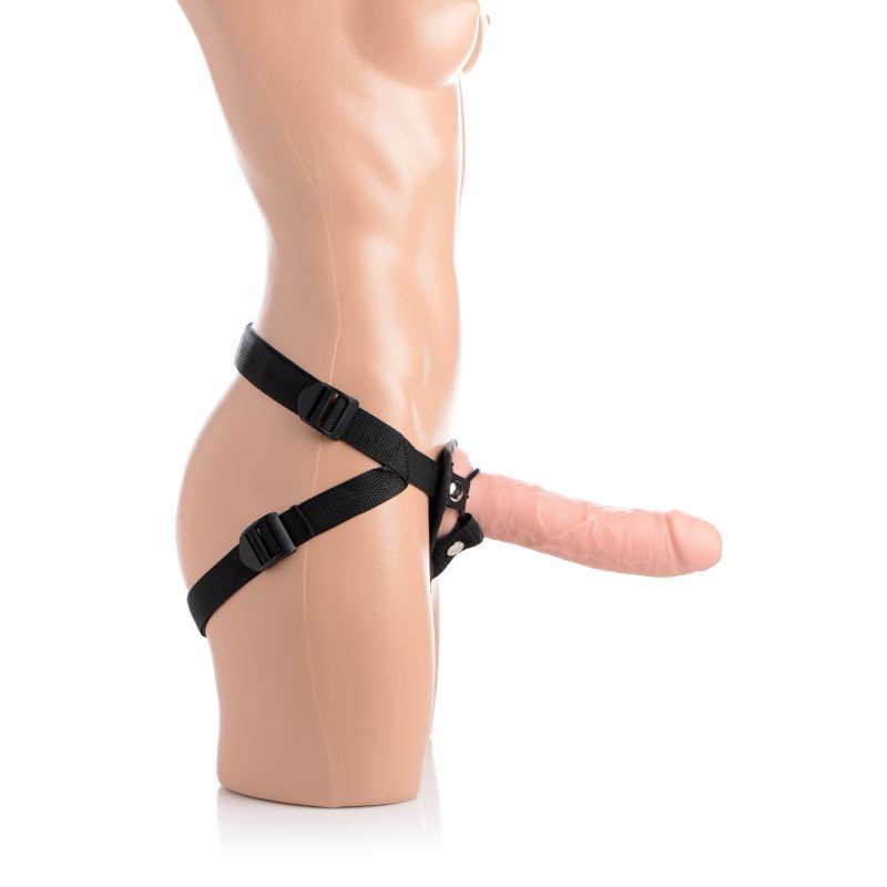 Brazen 8" Silicone Dildo w Harness Flesh Strap U