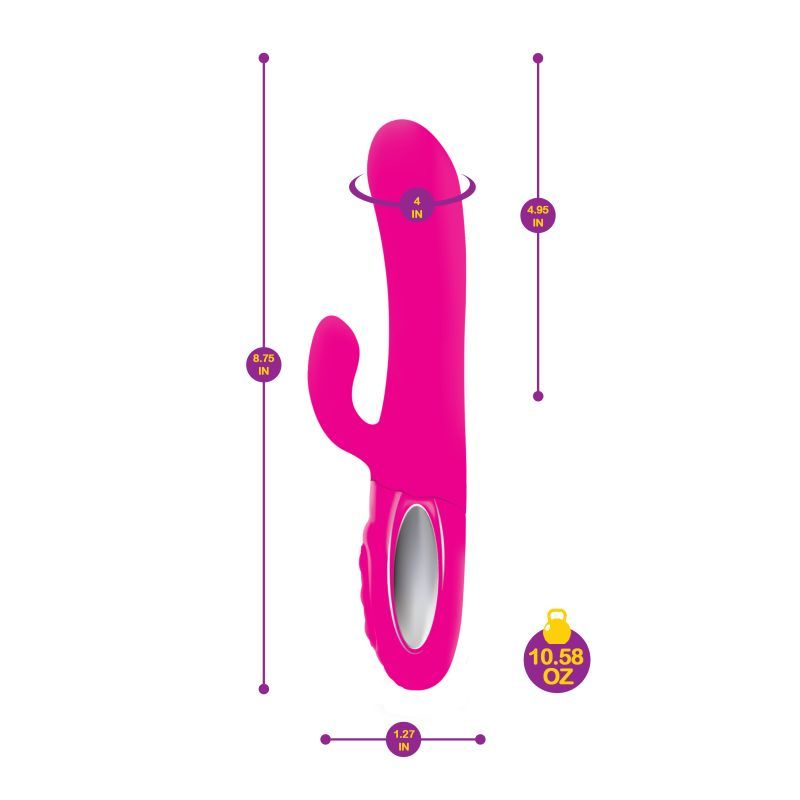 Viben Hypnotic Thrusting Rabbit Vibe w Swinging Clit Stim Hot Pink Viben